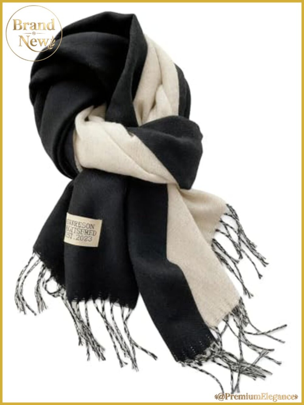 Reversible Two-Tone Large Scarf Soft Plush Shawl Fringe Wrap